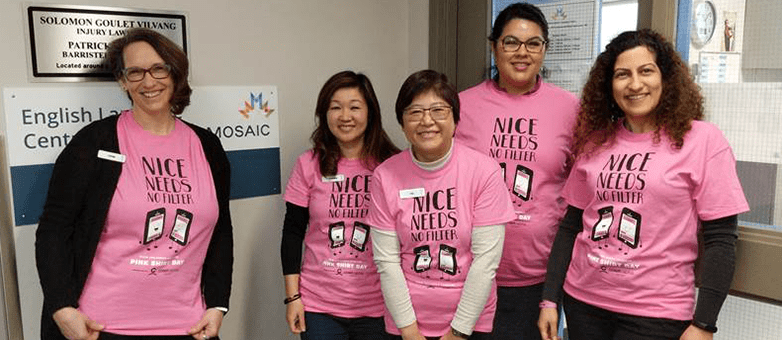 Language learners learn about Pink Shirt Day