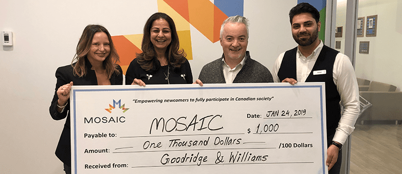Goodridge & Williams donates $1000 to empower newcomers