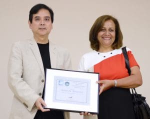 Sherman Chan presents award to Sharvin Baghaee